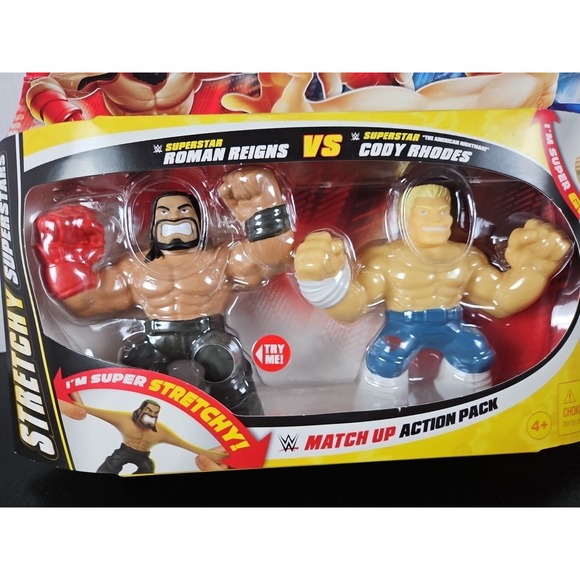Goo Jit Zu Action Figure Set Multicolor WWE Roman Reigns Cody Rhodes Stretchy - Picture 2 of 7